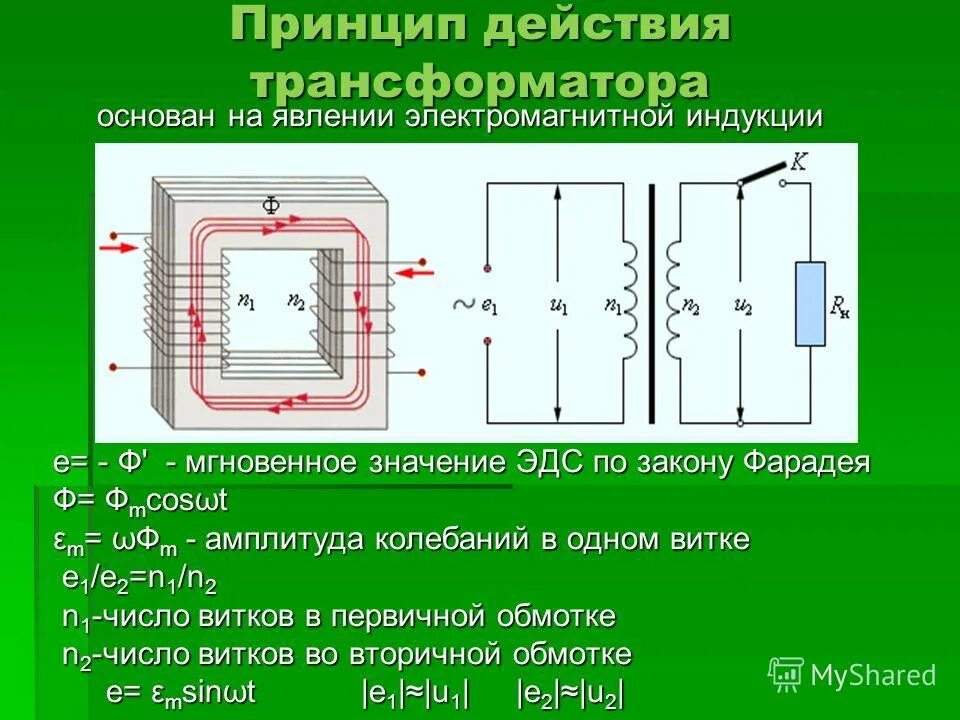 Действие трансформатора основано на явлении