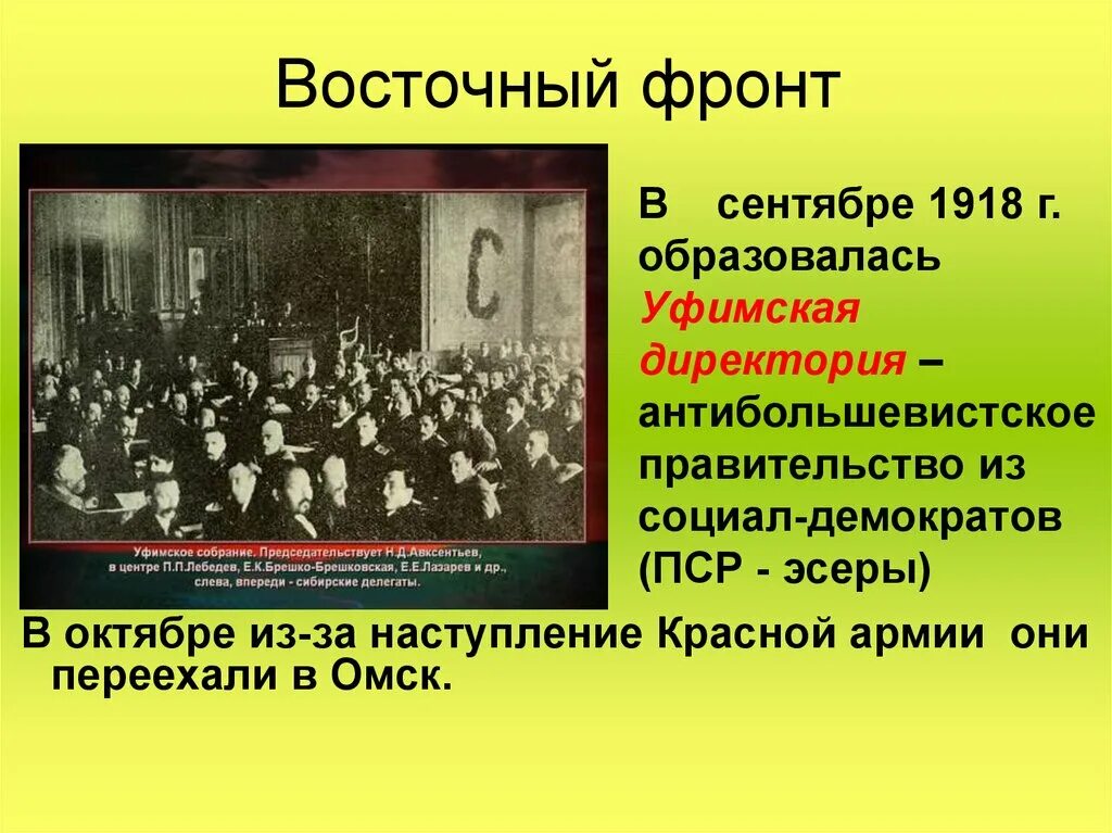 Создание комуча. Уфимская директория 1918г. Правительство директории 1918.