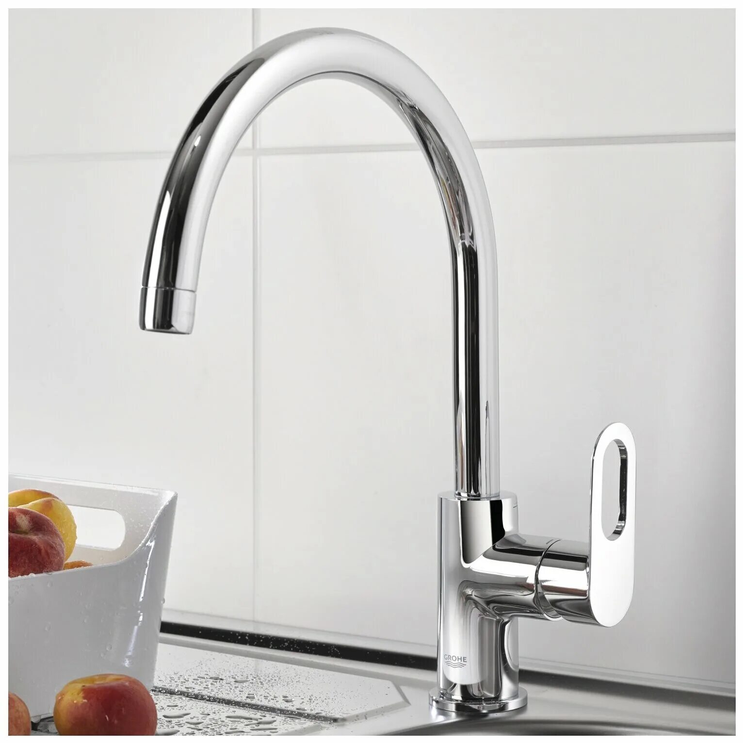 Start loop. Смеситель Grohe BAULOOP 31368000. Смеситель для кухни (мойки) Grohe BAULOOP 31368000 однорычажный хром. Смеситель для кухни Grohe start 30334000. Смеситель для кухни Grohe "BAULOOP" (31368000).