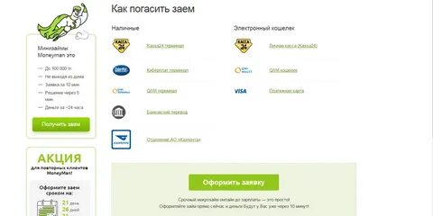 Moneyman погасить