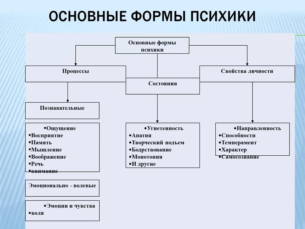 Схема основные формы проявления психики. Формы проявления психики человека. Формы проявления психики и их взаимосвязь. Формы проявления психики психические явления. Формы психической активности