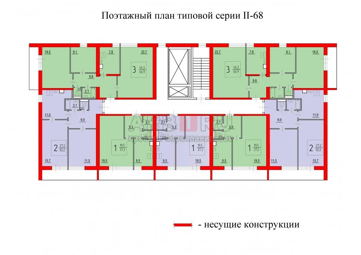 II-68 планировка трехкомнатной. П 68 двушка планировка. П 68 01 планировка с размерами.