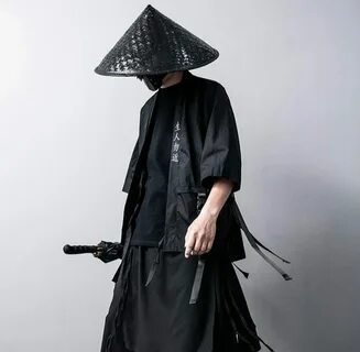 MFCT Летняя японская уличная одежда Черный самурай Кимоно Etsy