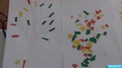 Разноцветный ковер из листьев рисование во второй