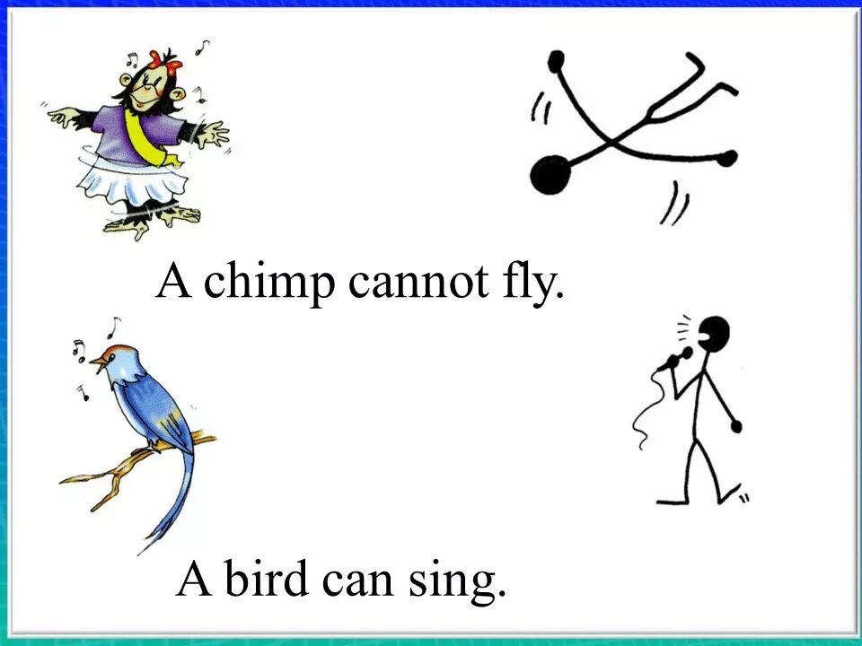 A Bird can Fly. A Bird can Fly на уроке английского языка. Карточка a Bird can Fly. I can't Fly. A chimp can sing
