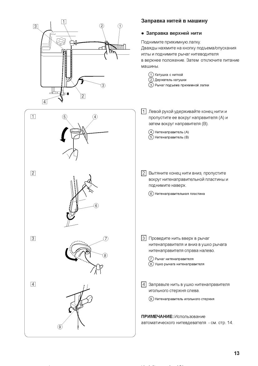 Как зарядить швейную машинку. Схема заправки нитки в швейную машинку Джаноме. Схема заправки швейной машины Джаноме. Руководство к швейной машине Джаноме 5519. Швейная машинка Janome заправка верхней нити.