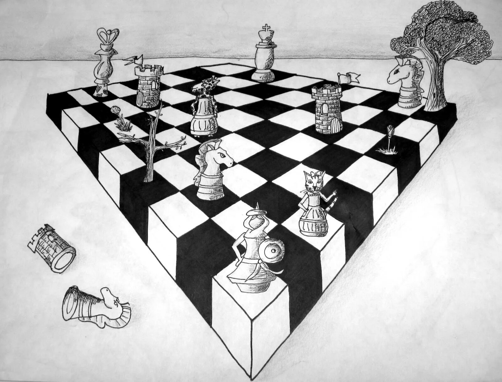 Шахматная доска в перспективе. Рисунок в шахматном стиле. Шахматная доска рисунок. Шахматы в перспективе.