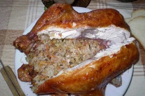 Вкусная фаршированная курица в духовке рецепт