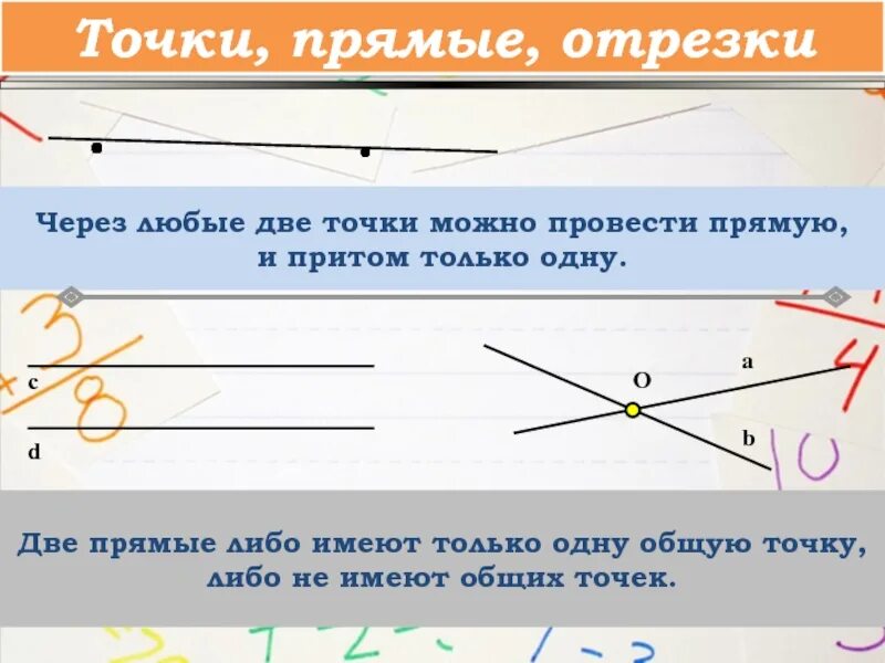 Через какие точки можно провести прямую. Точки и прямые отрезок и прямые. через две точки можно провести прямую и притом только. через любые 2 точки можно провести прямую. через любые две точки можно провести прямую, и только одну..