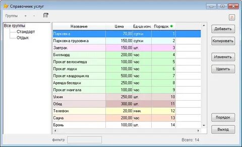 Справочник услуг