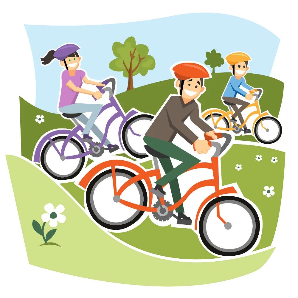 Don t ride a bike. Велосипед иллюстрация. Кататься на велосипеде мультяшная. Дети с велосипедом. Семейный велосипед.