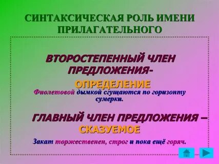 Синтаксическая роль прилагательного