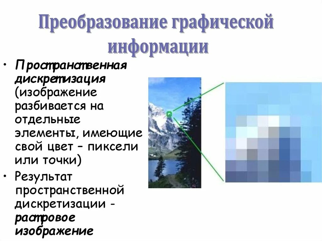 Дискретизация графической информации. Пространственная дискретизация изображения. преобразование графической информации. преобразование графических изображений. трансформирование растровых изображений.