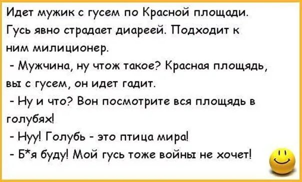 Анекдот про купить. Анекдот про гуся. Мой Гусь тоже войны не хочет анекдот. Анекдоты про гусей смешные. Анекдот про гуся и голубя.