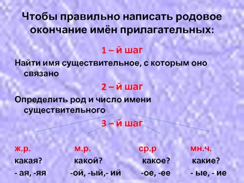 Правописание окончаний прилагательных 4 класс карточки