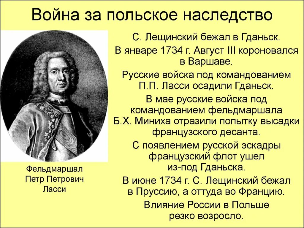 Польское наследство 1733-1735. Б х миних чем известен