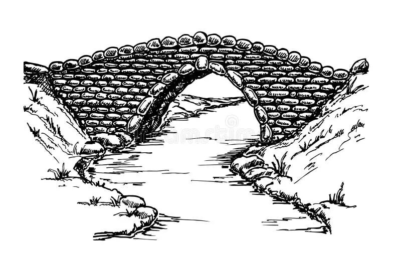 Мечтал провести подземный ход через пруд. Мост рисунок. Мост набросок. Каменный мост вектор. Эскиз мостика каменного.