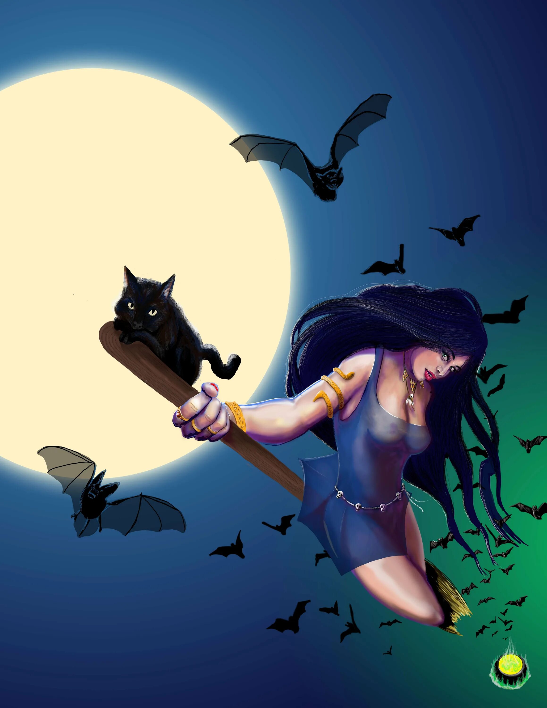 шляпа ведьмы. ведьмочка с кошкой. добрые ведьмочки.