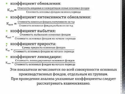 Коэффициент обновления основных средств рассчитывается