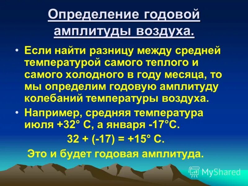 Как определить годовую амплитуду температур