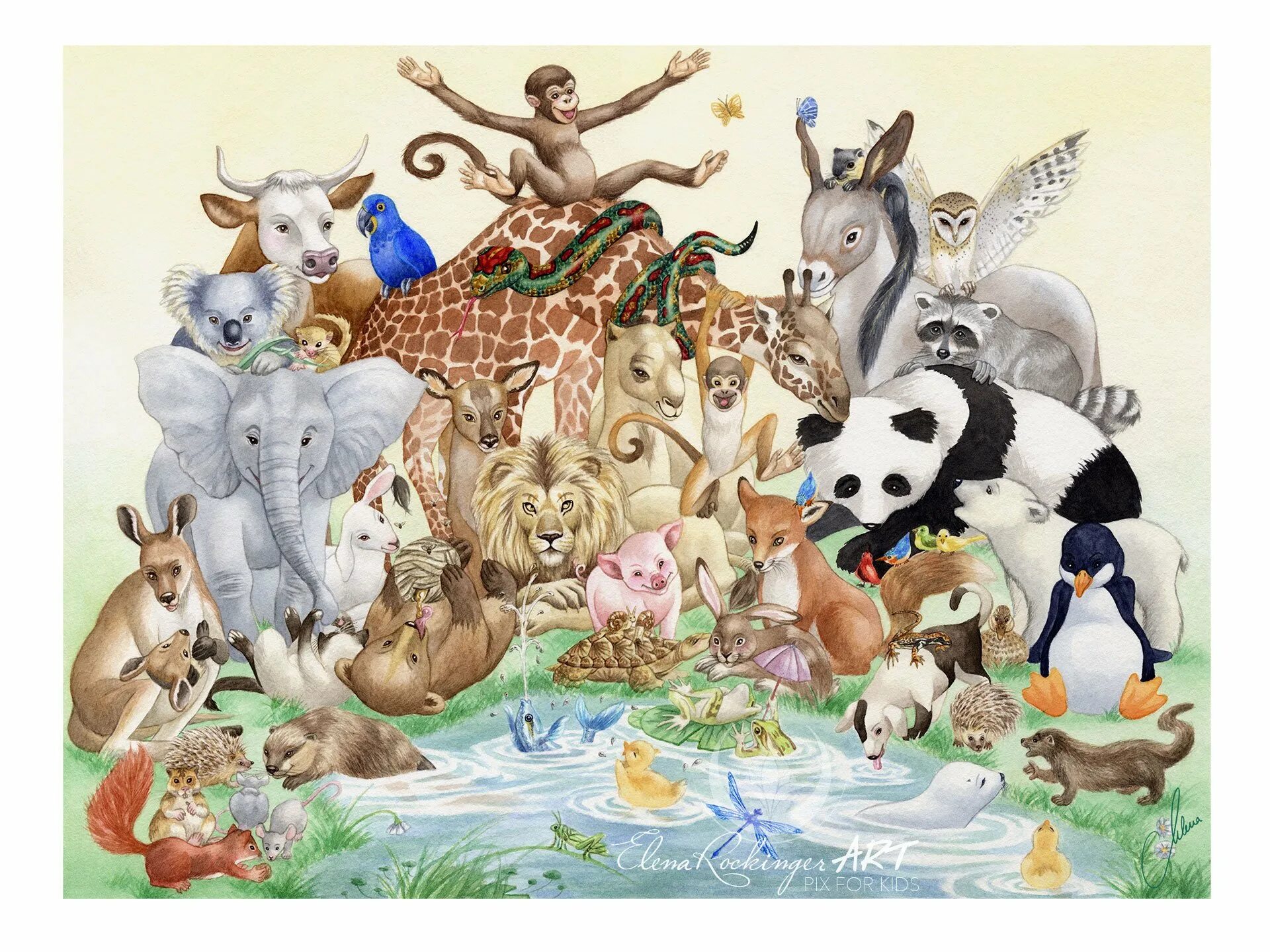 Много зверей. Несколько животных. Разные животные на одной картинке. Животные много иллюстрации.