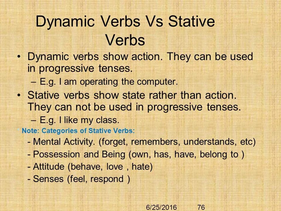 Non continuous verbs