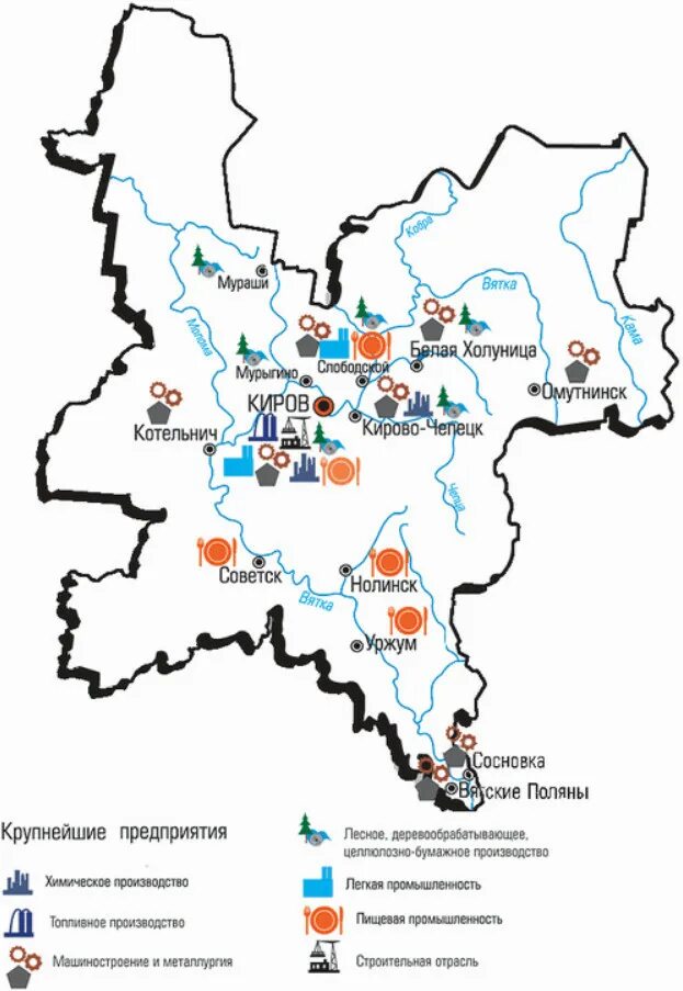 Какие ископаемые добывают в кировской области. Полезные ископаемые Кировской области на карте. Карта полезных ископаемых Кировской области. Карта промышленности Кировской области. Карта Кировской области с полезными ископаемыми.
