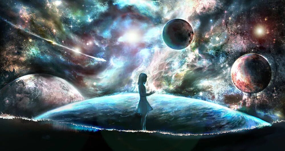Космос фэнтези. Картина Вселенная. Девушка Вселенная. Девушка космос планеты.