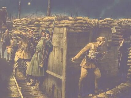 Трое в окопе с мертвецами