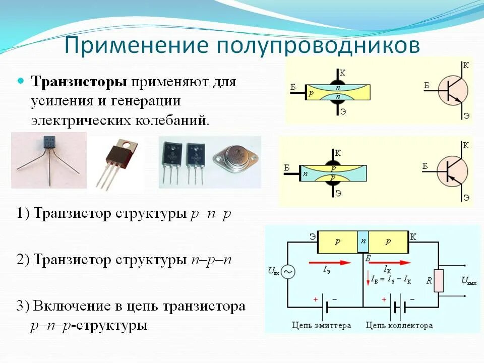 Биполярный транзистор схема диодов. Полупроводниковый транзистор схема. Примеры применения полупроводниковых диодов и триодов. Полупроводниковые диоды, биполярные транзисторы, тиристоры.
