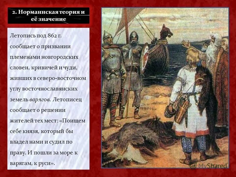 Призвание варягов ильменскими словенами. В летописи причины призвания варягов какое значение. Роль варягов в создании древнерусского государства. Теория призвания варягов. Призвание варягов в новгород — 862.