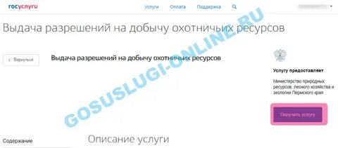 Госуслуги получить разрешение на добычу