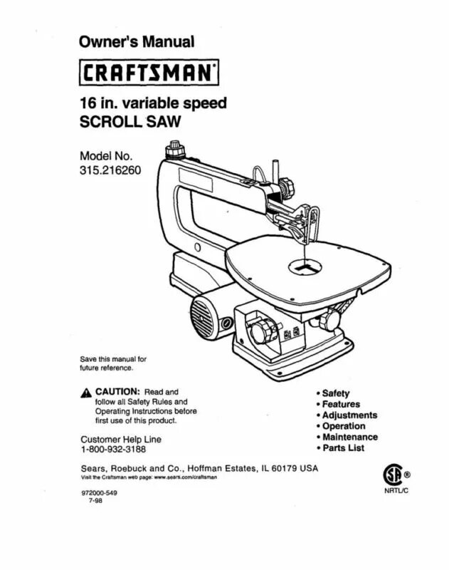 Инструкция по эксплуатации мини пилы. Лобзиковый станок Craftsman. Scroll saw Workshop. See owners manual перевод на русский. 16" Scroll saw инструкция на русском.