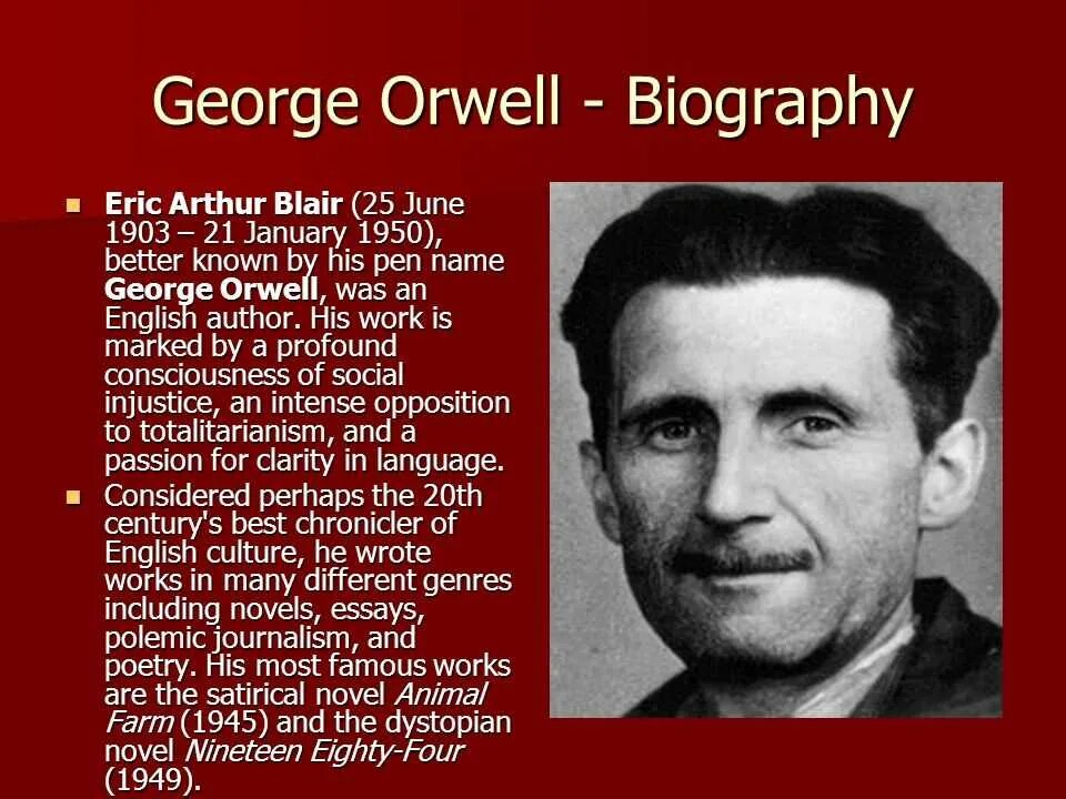 Джордж оруэлл биография. Джордж Оруэлл (1903 — 1950).. George Orwell Biography. Писатель Оруэлл.