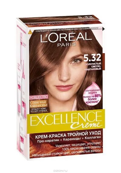 Лореаль светло каштановый. Краска Loreal Excellence каштан. Лореаль экселанс 6.32. Краска экселанс 5.32. Лореаль экселанс светлый каштан.