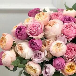 Открытка с днем рождения с пионовидными розами