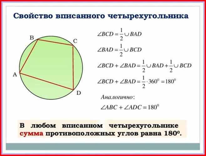 Формула описанной окружности четырехугольника. Вписанный четырехугольник в окружность свойства. Свойство четырехугольника вписанного в окружность доказательство. Свойство вписанного четырехугольника доказательство. Свойства четырёхугольника вписанного в окружность в окружность.