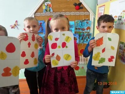 Аппликация листочки на окошке старшая группа