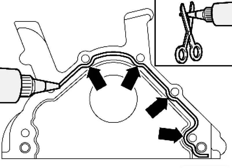 Передний сальник коленвала Туарег 3.6. Фольксваген Туарег заглушка коленвала. Туарег 3,2 регулировочная шайба вала масляного насоса. Схема нанесения герметика