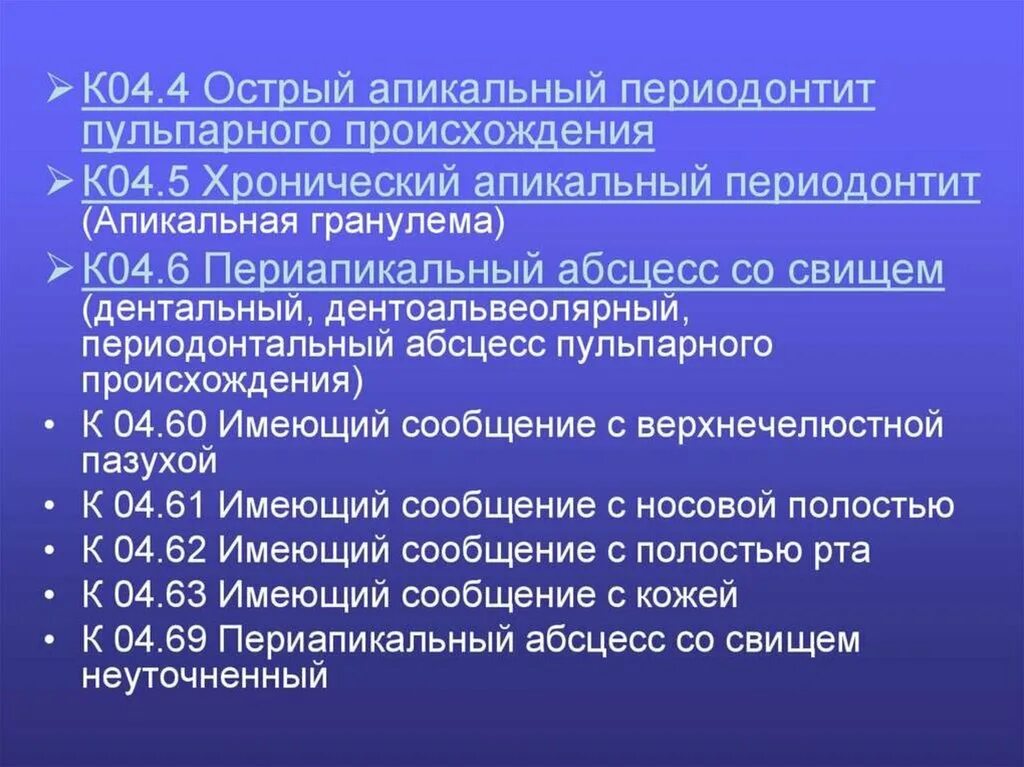 Периодонтит мкб 10. Классификация периодонтитов по мкб 10. Хронический периодонтит мкб. Периодонтит со свищем мкб 10.