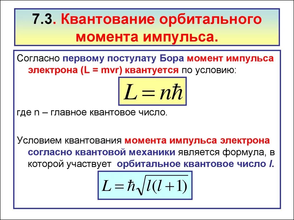 Квантовые энергии электрона в атоме. Как найти момент импульса электрона. Момент импульса электрона в атоме квантуется по формуле. Формула квантования момента импульса. Квантование проекции момента импульса.