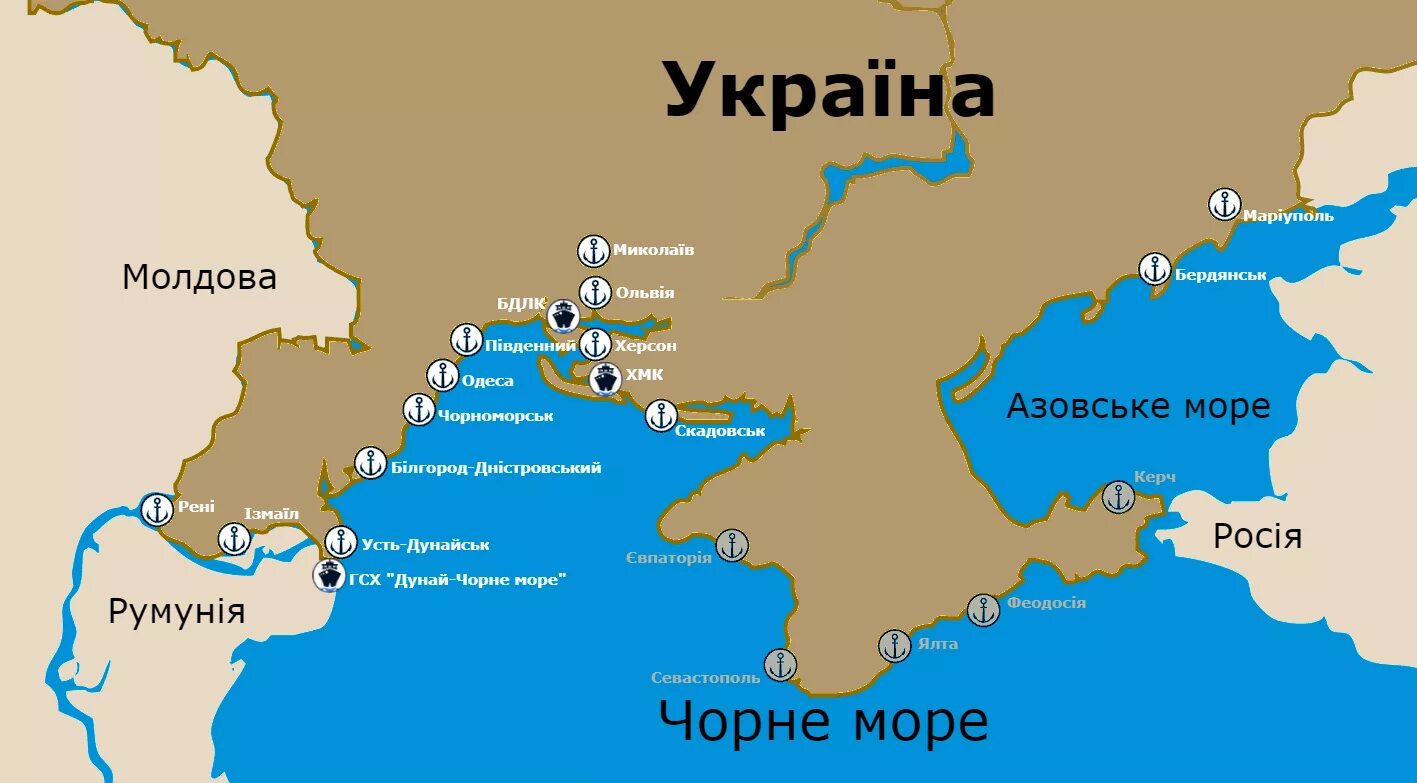 Порты юга россии на карте. Порты Украины на карте. Морские Порты Украины на карте. Порты Украины на черном море на карте. Черноморские Порты Украины на карте.