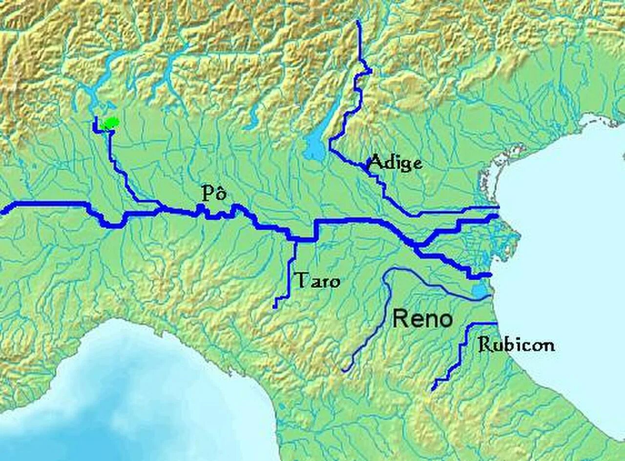 Рубикон на карте. Река по на севере Италии. Река по в Италии на карте. Падус река в Италии. Гидрография Италии.
