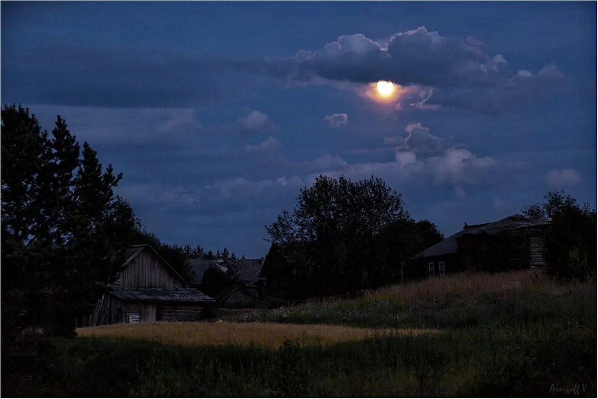 Луна поднималась и освещала. Ночь в деревне. Ночная деревня. Летняя ночь в деревне. Ночь в деревне летом.