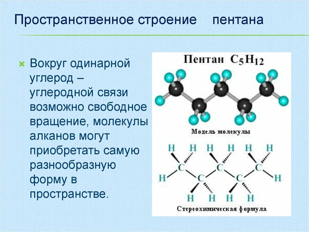 Какая связь между атомами углерода. Пространственное строение молекулы пропана. Структура пентана. Строение алканов. Связи в молекуле алканов.