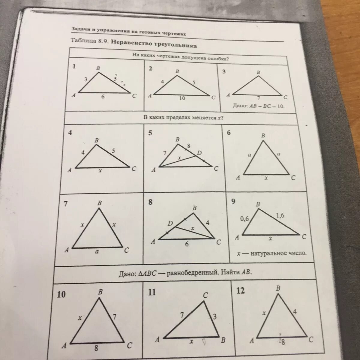 Самостоятельная работа по геометрии неравенство треугольников. Неравенство треугольника задачи на готовых чертежах. Неравенство треугольника задачи. Неравенство треугольника на готовых чертежах. Задачи и упражнения на готовых чертежах.