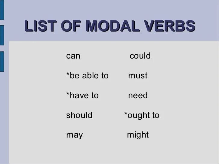 Had better модальный. Modal verbs таблица. Modal verbs list. Modal Auxiliary verbs. Структура modal verbs.