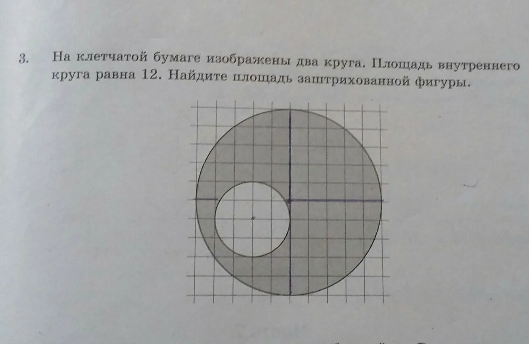 На клетчатой бумаге изоб. Найдите площадь закрашенной фигуры круг. Клетчатая бумага. Площадь внутреннего круга. Площадь внутреннего круга равна 40