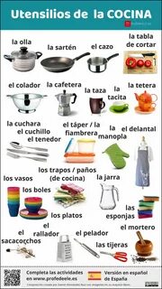 Infografía Para Aprender En Español El Vocabulario De Los Utensilios De La Cocina...