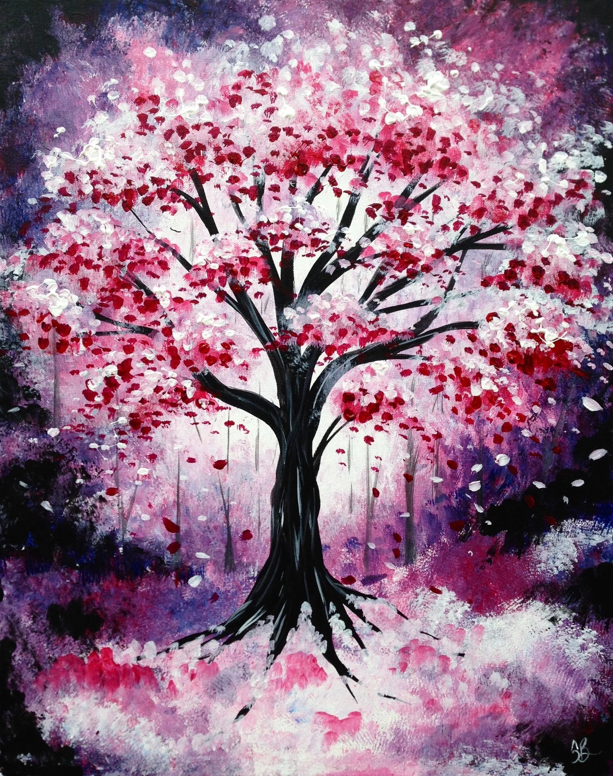 Сакура красками. Дерево Сакуры акрилом. Рисование дерева Сакуры. Сакура дерево нарисованное. Красивое цветущее дерево красками.